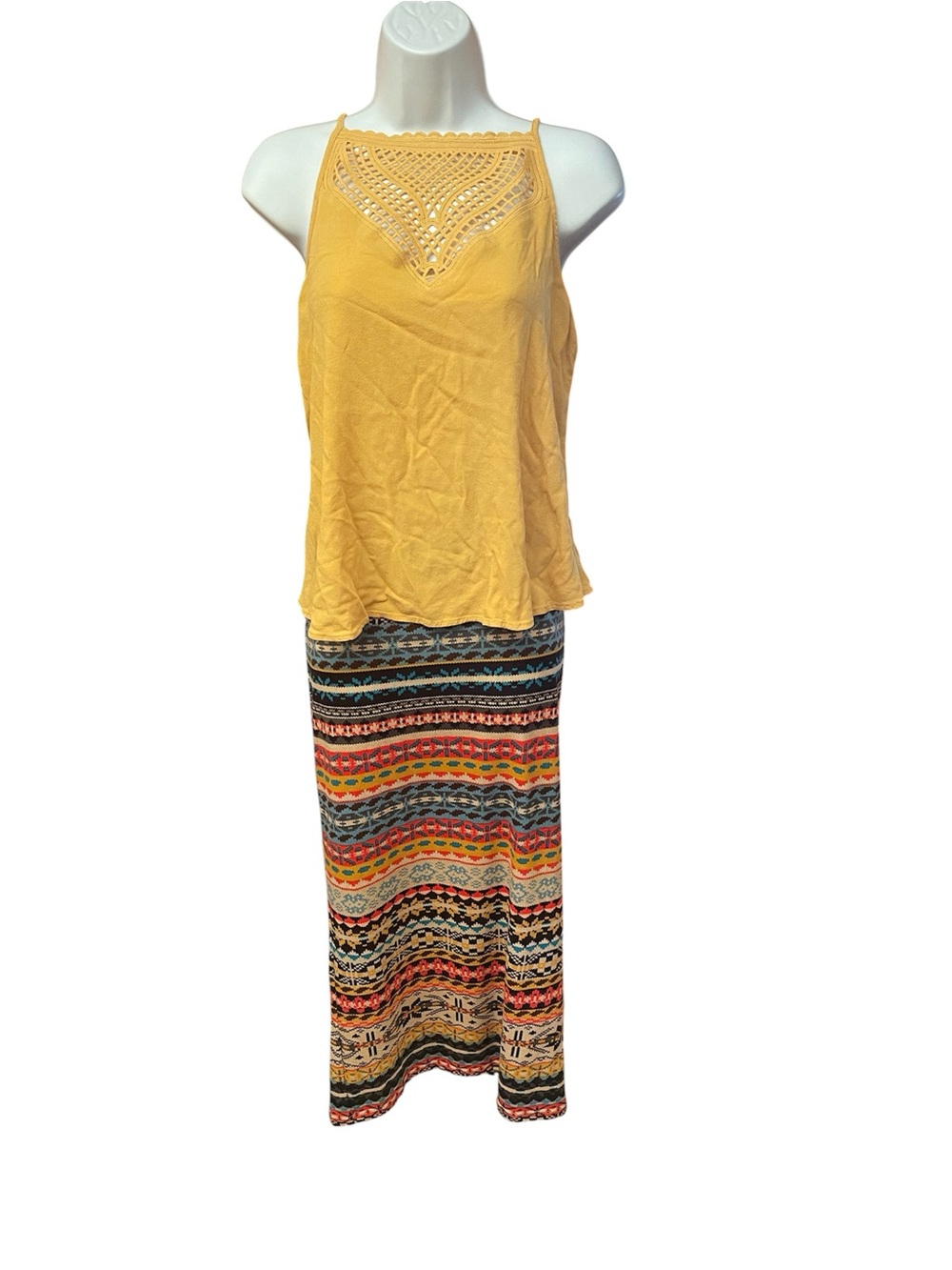 Eyeshadow Yellow Crochet-Detail top